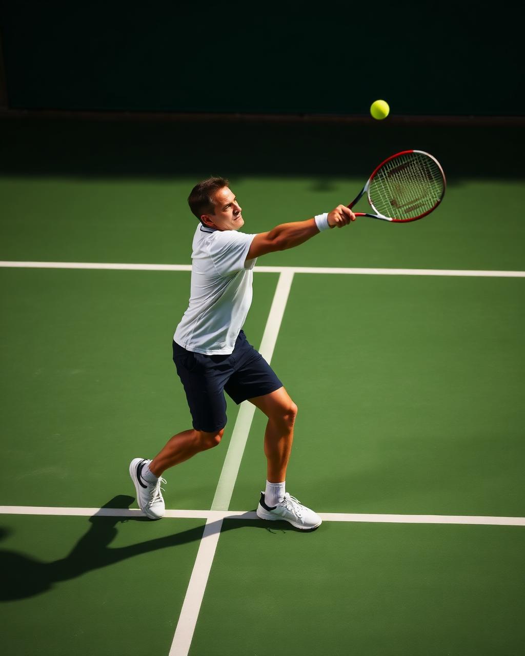 Coach Afiz playing a forehand on a green hard court
